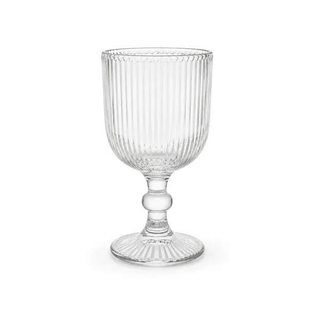 Ribbed pedestal water goblet for wedding rentals in Oklahoma City